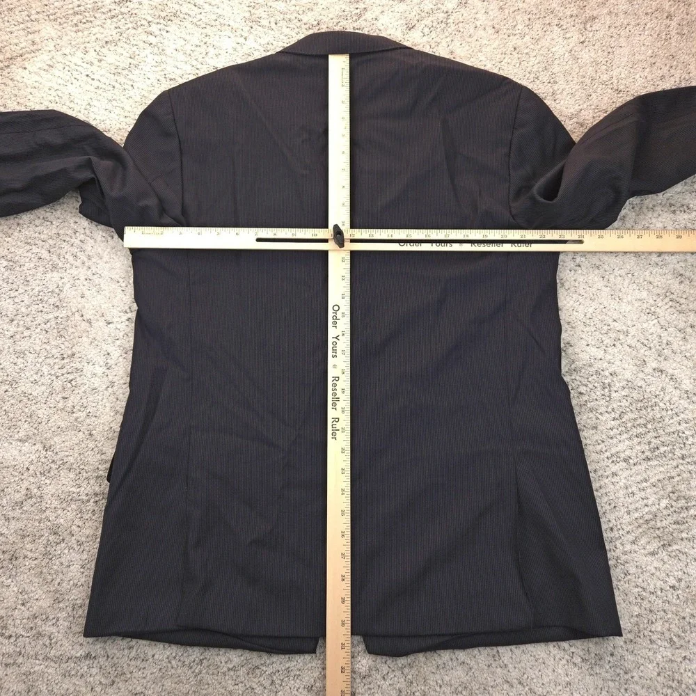 Canali Jacket 46L 56IT Wool Pinstripe Coat Black Button Made In Italy Pravda GUC